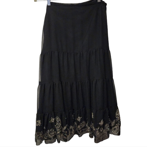 Vintage Gypsy Black Midi bohemian skirt - Picture 5 of 5